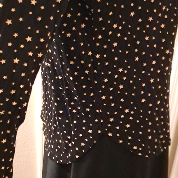 H&M Basic/Basique Black with Gold Stars Scoop Neck Blouse Small - Picture 5 of 6